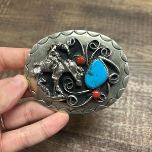 Vintage Native American Horserider Belt Buckle